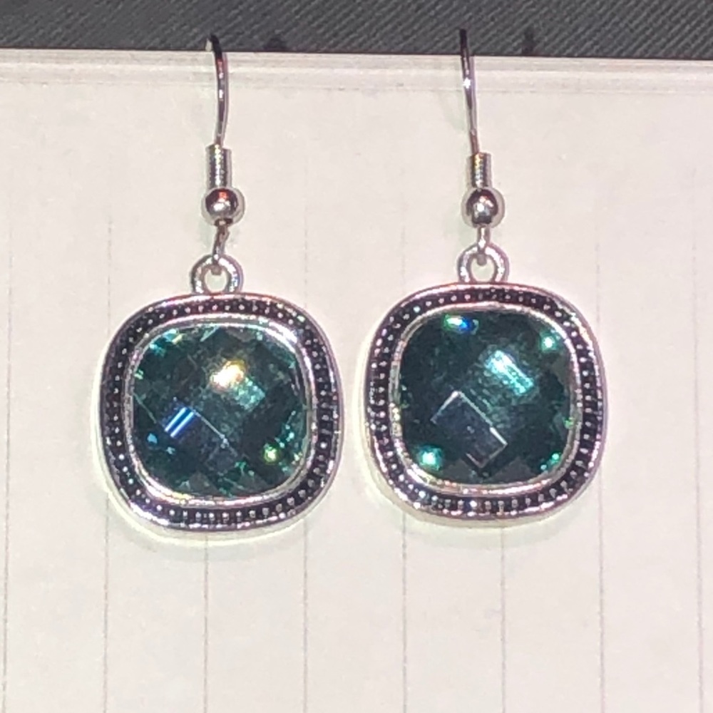 🆕Blue turquoise crystal silver earrings NWT